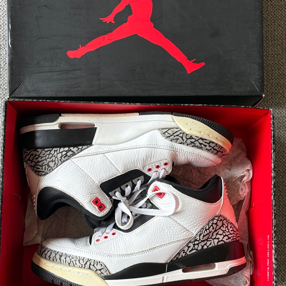 Men’s Air Jordan 3 Retro Infrared 23 White/Cement 2014 - Size 9